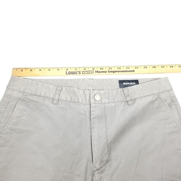 BONOBOS Stretch Washed Straight Leg Casual Chino Pants Mens 35 Light Gray Taupe - Picture 3 of 8